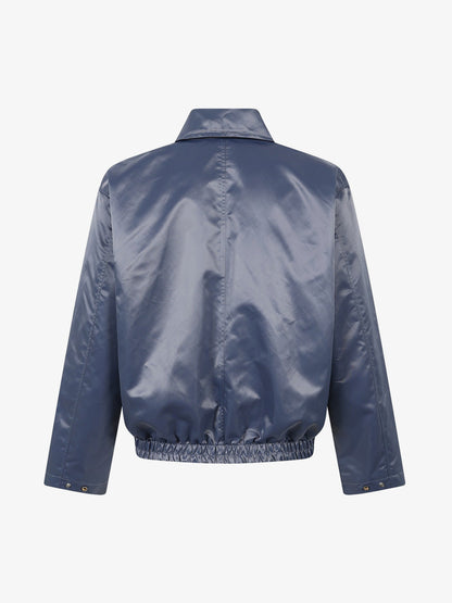 Street Badge Embroidered Lapel Jacket; Gray Blue / M, Gray Blue / L, Gray Blue / XL