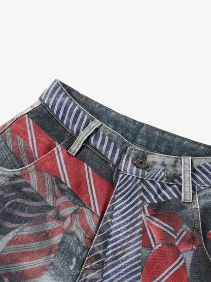 3D Tie Graphic Jeans; Photo Color / S, Photo Color / M, Photo Color / L, Photo Color / XL