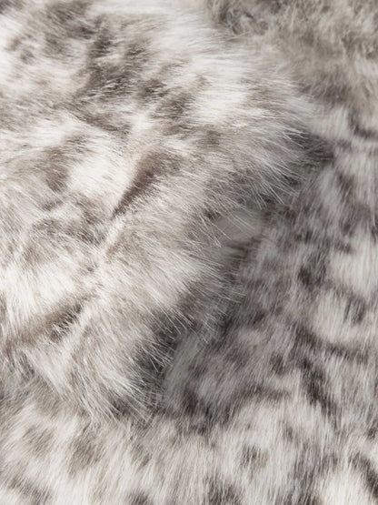 Leopard Faux-Fur Coat; Gray / S, Gray / M, Gray / L, Gray / XL