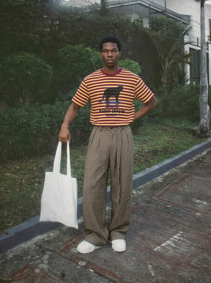 Burgundy & Yellow Striped T-Shirt