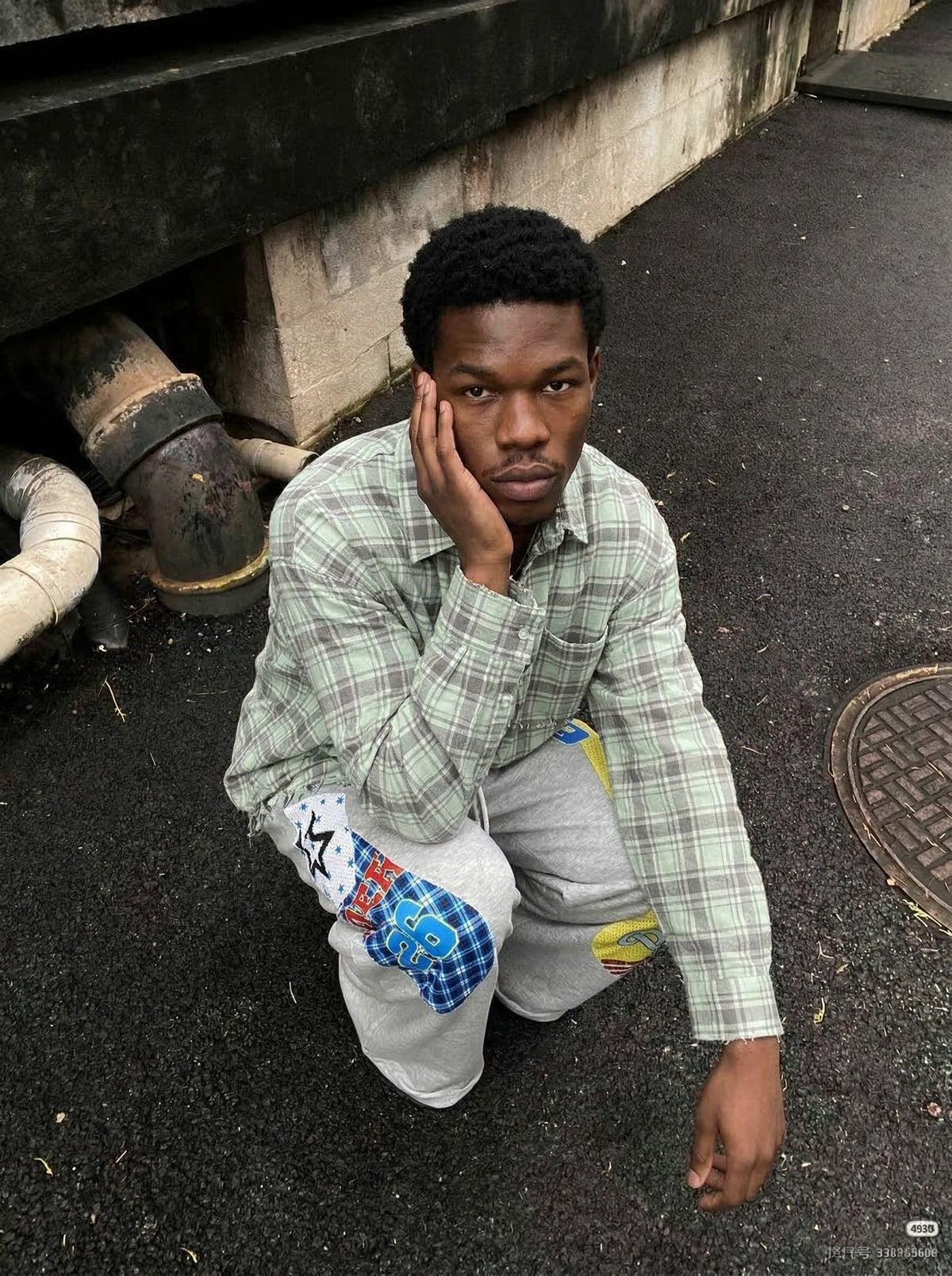 Baggy Grey Patchwork Sweatpants