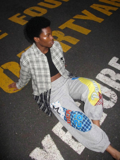 Baggy Grey Patchwork Sweatpants