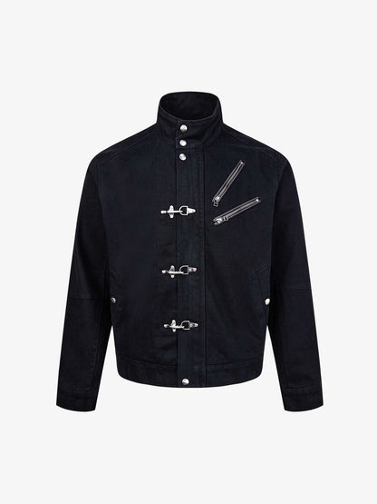 Distressed Metal Buckle Jacket