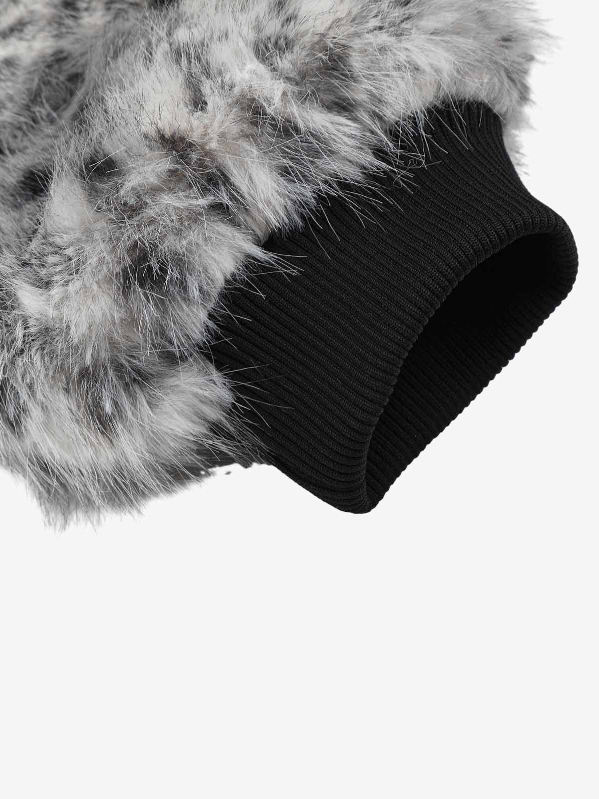 Snow Leopard Faux-Fur High-Collar Coat