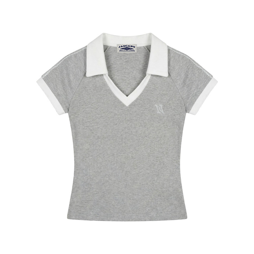 Sporty V-Neck Polo Top