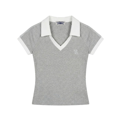 Sporty V-Neck Polo Top