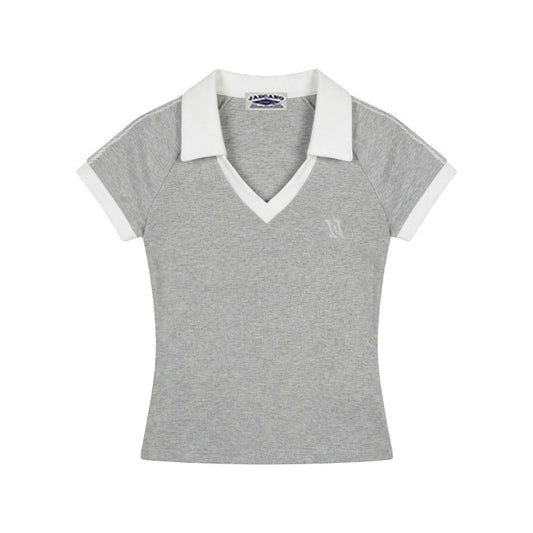 Sporty V-Neck Polo Top