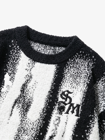 Abstract Portrait Graphic Jacquard Knit Sweater