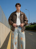 Paint-Splatter Baggy Distressed Jeans