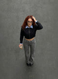Cropped Bomber Jacket with Stripes