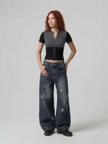 Edgy Slim-Fit V-Neck T-Shirt