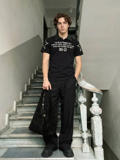 Distressed Graphic Polo Shirt