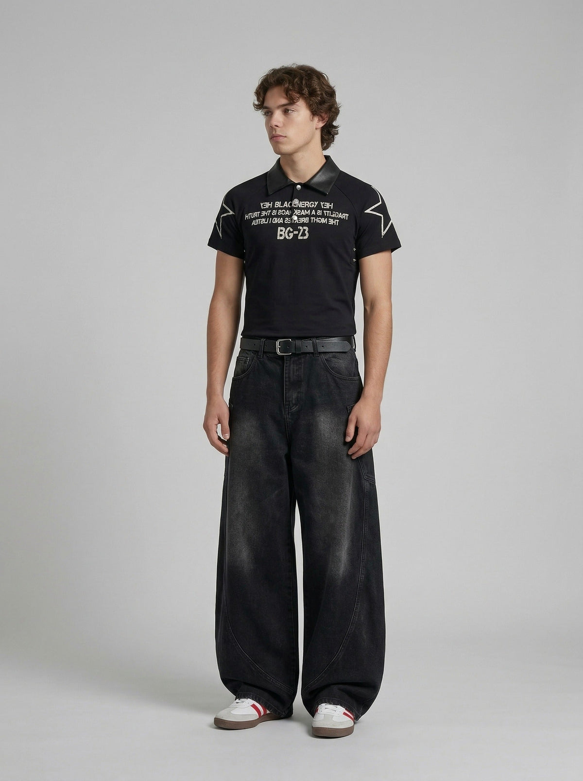 Distressed Graphic Polo Shirt