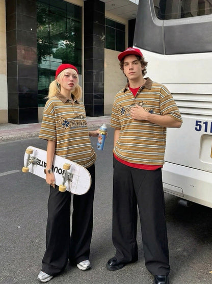 Mafa Vintage Striped Polo Shirt