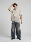 Vintage Henley T-Shirt with Unique Stitching