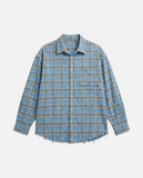 Rouge Plaid Cotton Frayed Long Sleeve Shirt