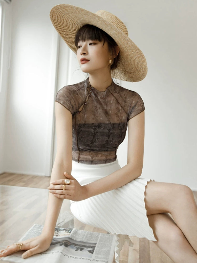 High Neck Mesh Top