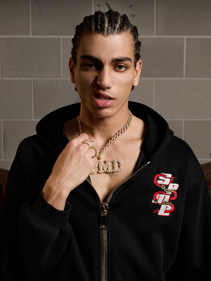 Original Embroidered Zip Up Hoodie; Black / M, Black / L, Black / XL, Black / 2XL