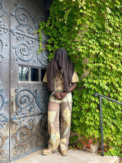 Thesupermade High Street Distressed Washed Printed Jeans - 2246; Brown / M, Brown / L, Brown / XL, Brown / 2XL