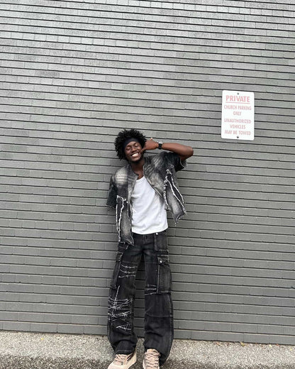 Thesupermade High Street Embroidery Hip-Hop Jeans - 2122; Black / M, Black / L, Black / XL, Black / 2XL