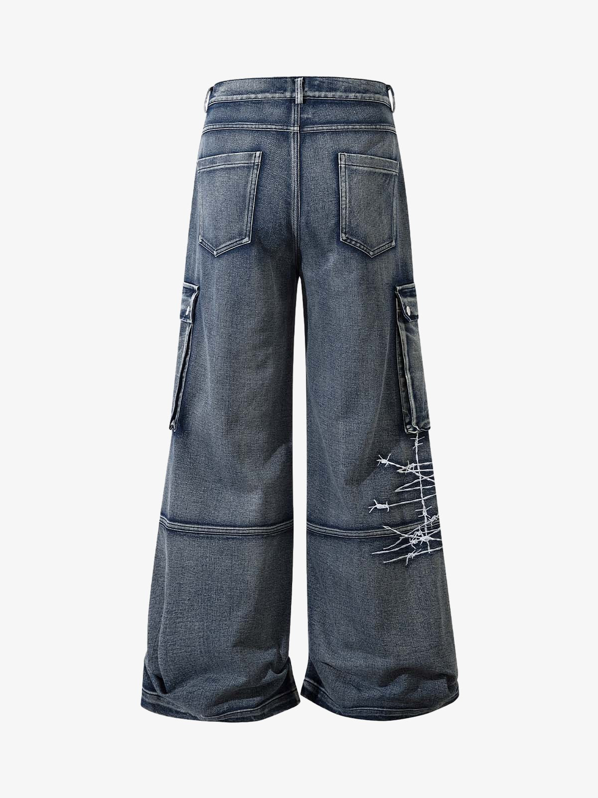 Thesupermade High Street Embroidery Hip-Hop Jeans - 2122; Blue / M, Blue / L, Blue / XL, Blue / 2XL