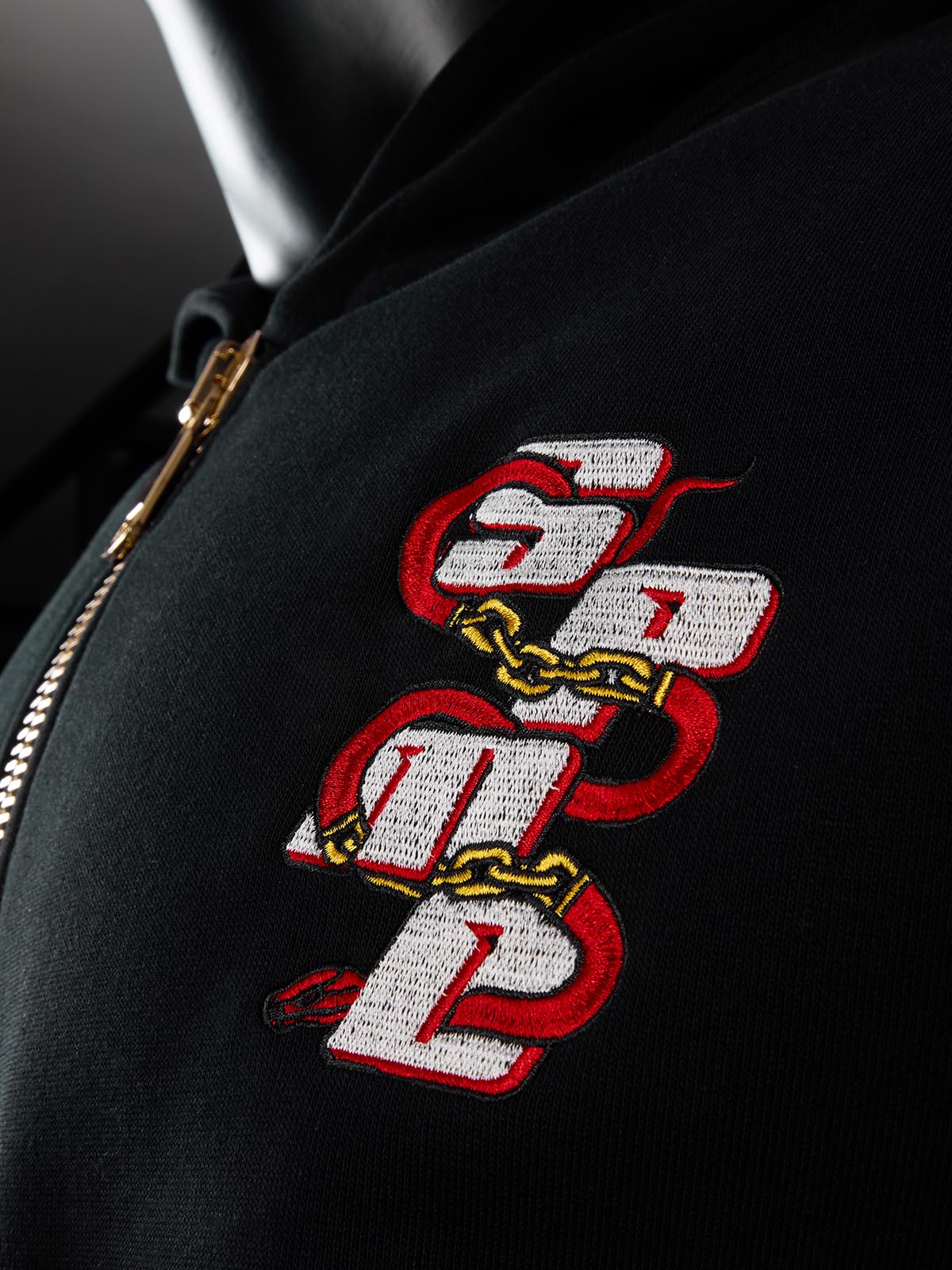 Original Embroidered Zip Up Hoodie; Black / M, Black / L, Black / XL, Black / 2XL