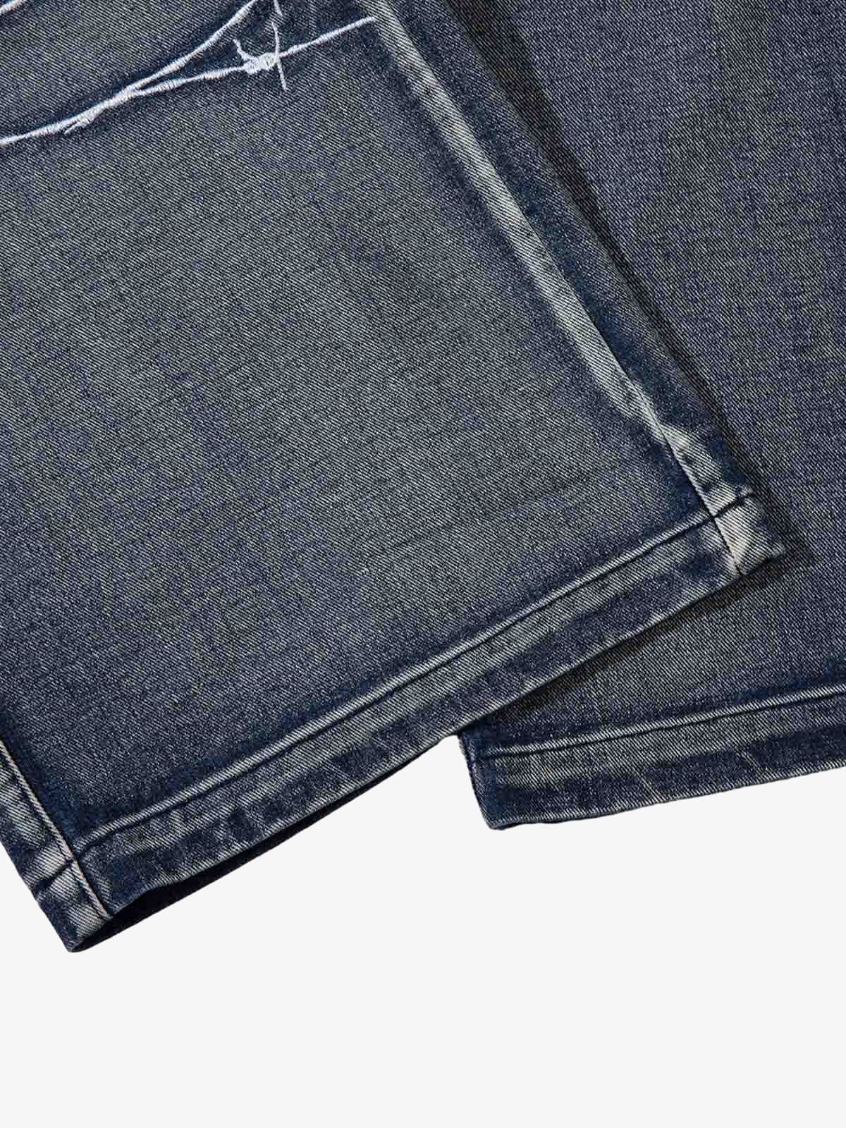Thesupermade High Street Embroidery Hip-Hop Jeans - 2122; Blue / M, Blue / L, Blue / XL, Blue / 2XL
