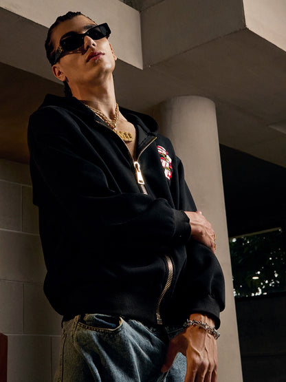 Original Embroidered Zip Up Hoodie; Black / M, Black / L, Black / XL, Black / 2XL