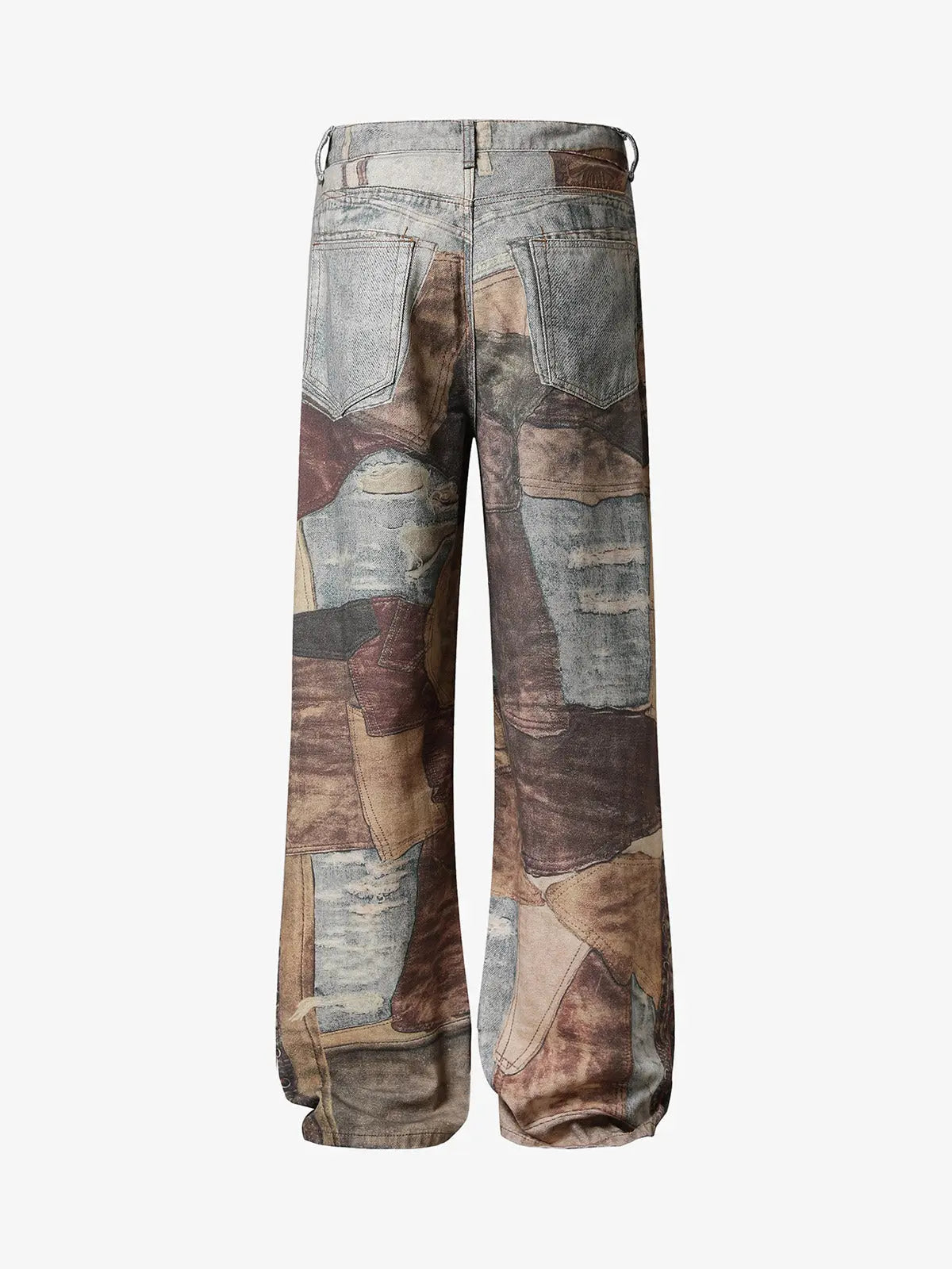 Thesupermade High Street Distressed Washed Printed Jeans - 2246; Brown / M, Brown / L, Brown / XL, Brown / 2XL