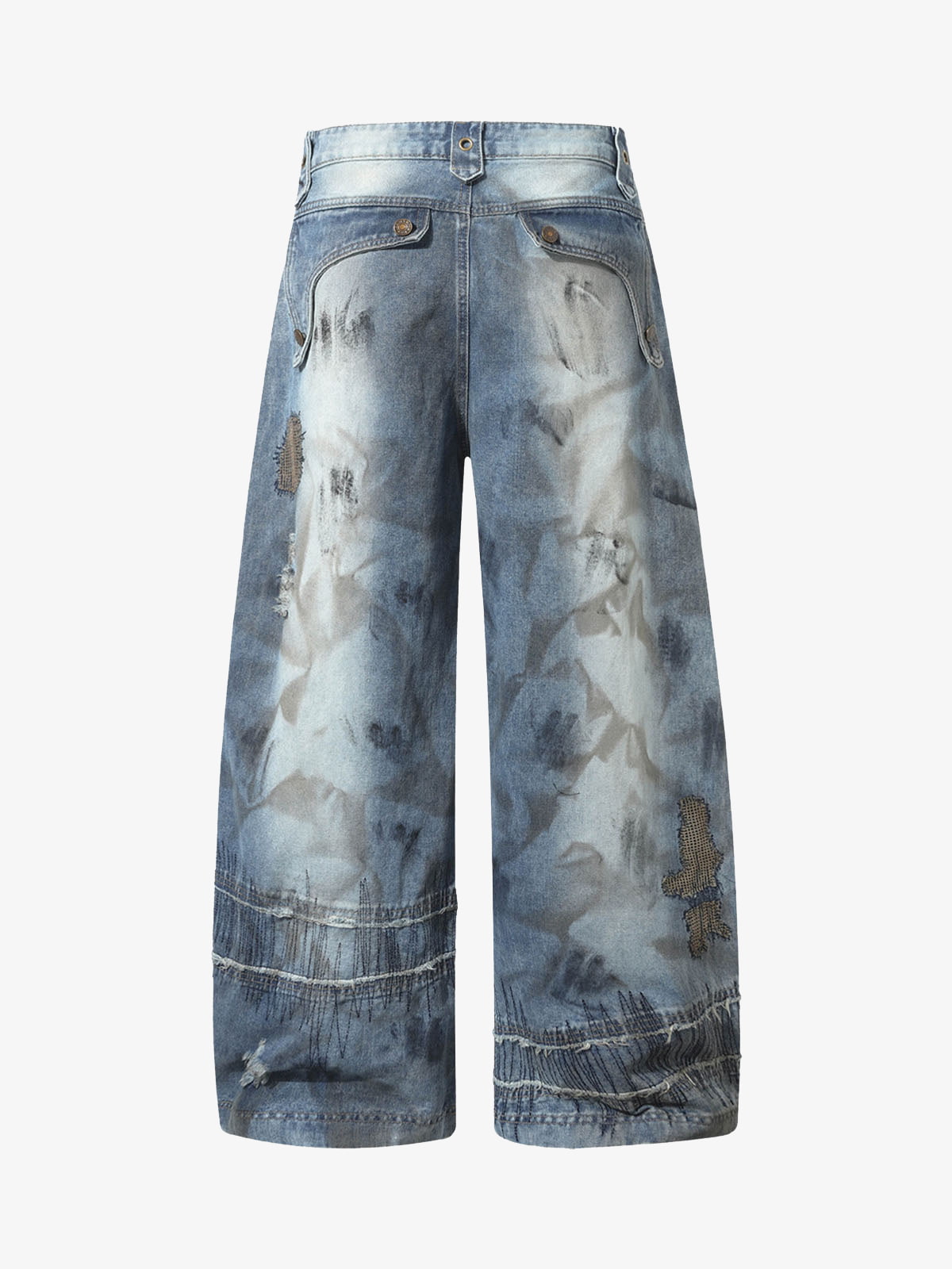 RO Style Washed Barrel Jeans - 2421; Blue / M, Blue / L, Blue / XL, Blue / 2XL
