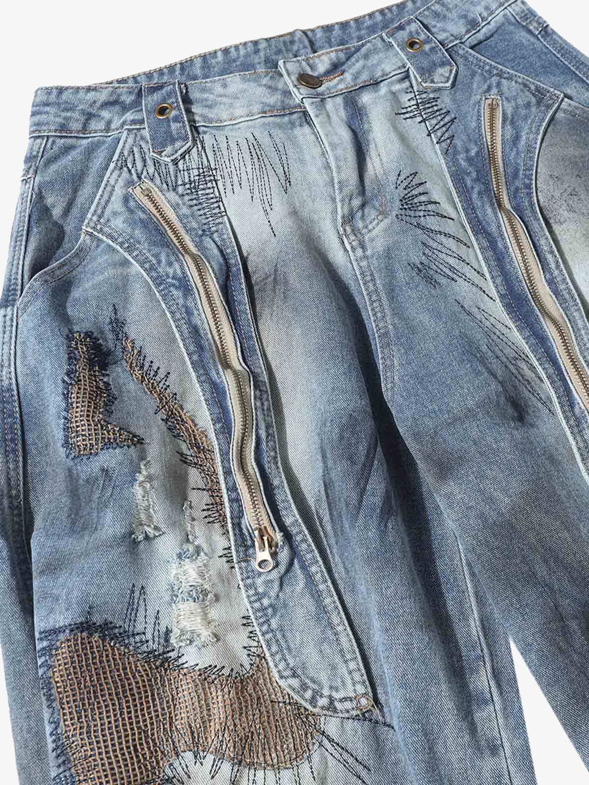 RO Style Washed Barrel Jeans - 2421; Blue / M, Blue / L, Blue / XL, Blue / 2XL