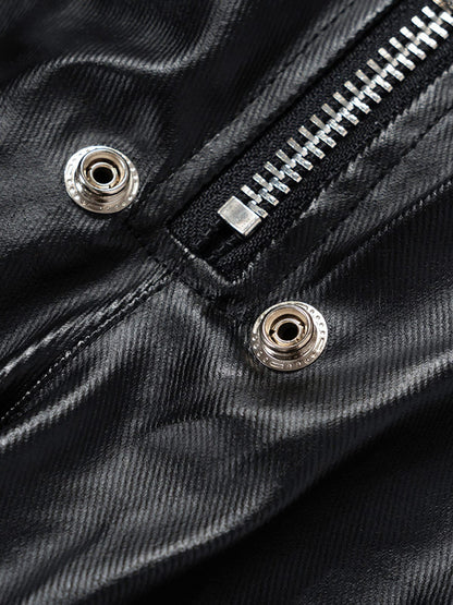 RO-style multi-pocket matte coated overalls - 2094; Black / M, Black / L, Black / XL, Black / 2XL