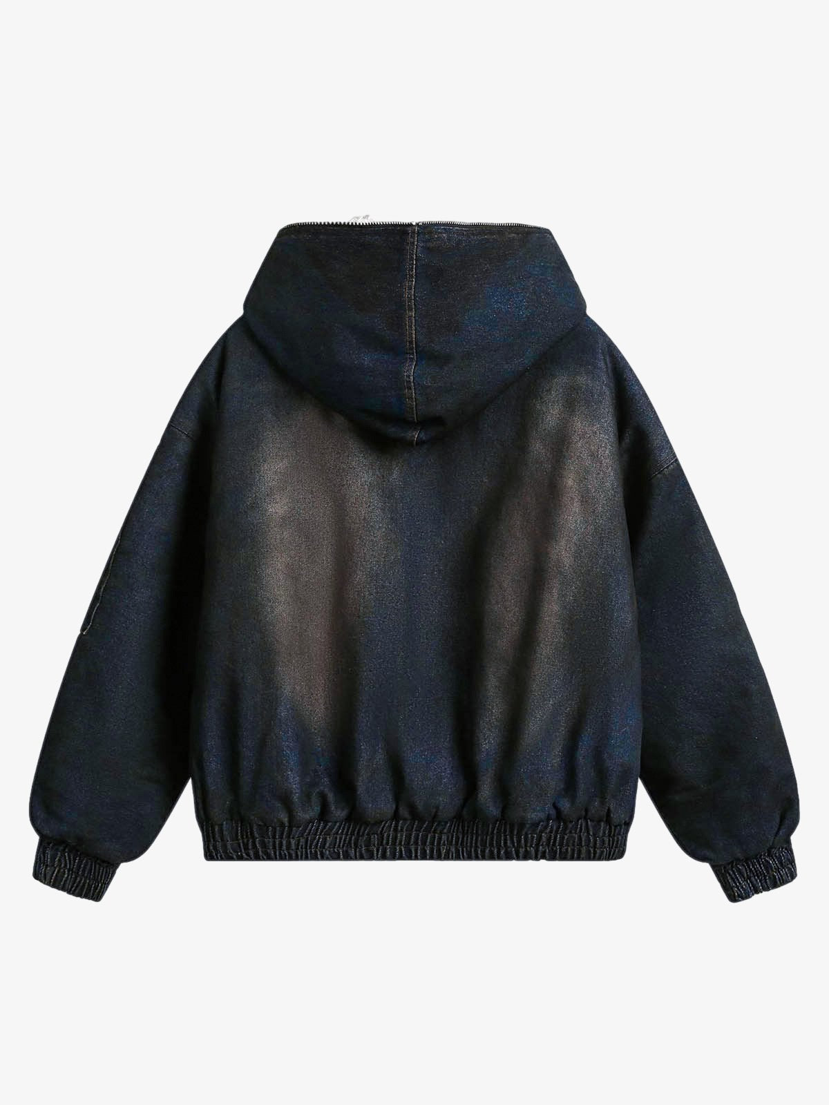 Cotton Washed Fur Hooded Jacket - 2265; Deep Blue / S, Deep Blue / M, Deep Blue / L, Deep Blue / XL, Deep Blue / 2XL, Deep Blue / 3XL