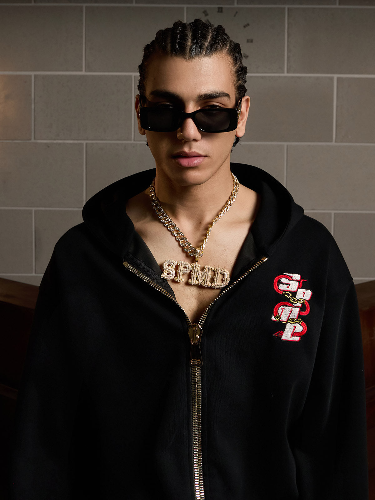 Original Embroidered Zip Up Hoodie; Black / M, Black / L, Black / XL, Black / 2XL