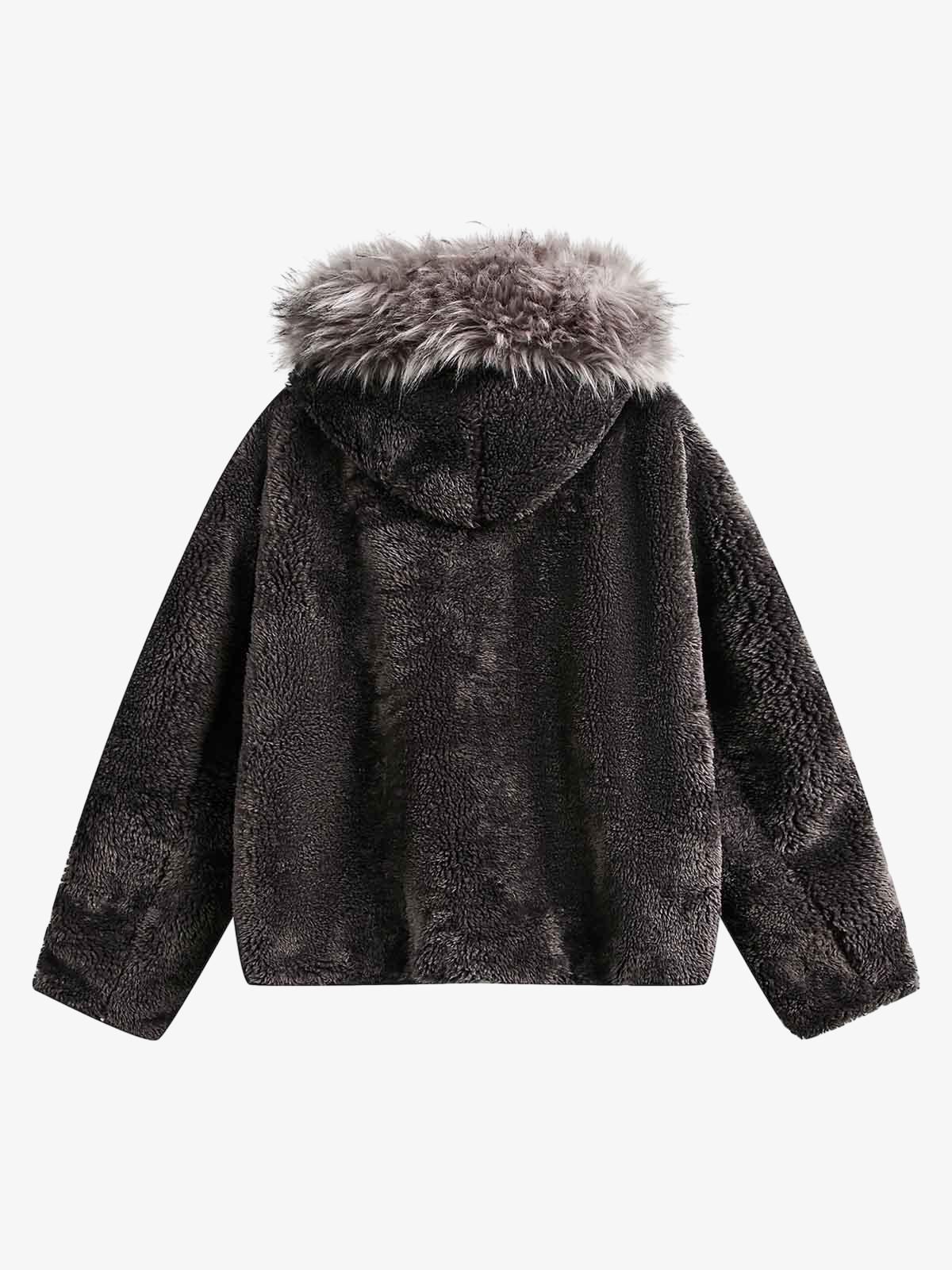 Thesupermade Fur Hooded Quilted Sherpa Jacket - 2304; Coffee / S, Coffee / M, Coffee / L, Coffee / XL, Coffee / 2XL