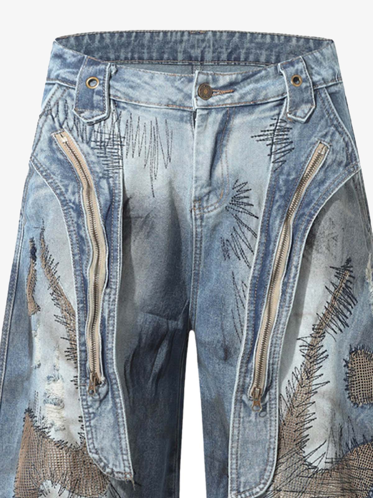 RO Style Washed Barrel Jeans - 2421; Blue / M, Blue / L, Blue / XL, Blue / 2XL