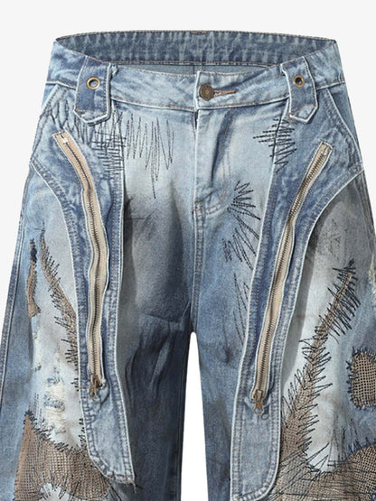 RO Style Washed Barrel Jeans - 2421; Blue / M, Blue / L, Blue / XL, Blue / 2XL