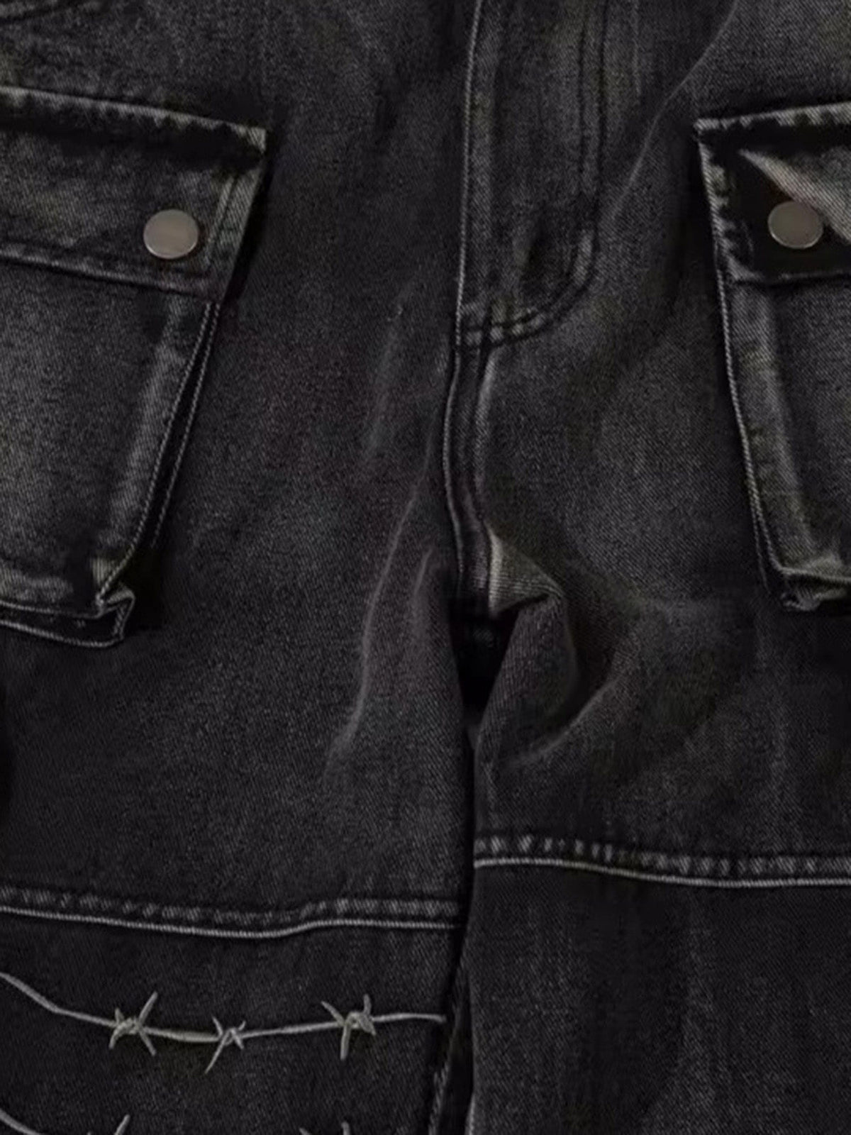 Thesupermade High Street Embroidery Hip-Hop Jeans - 2122; Black / M, Black / L, Black / XL, Black / 2XL
