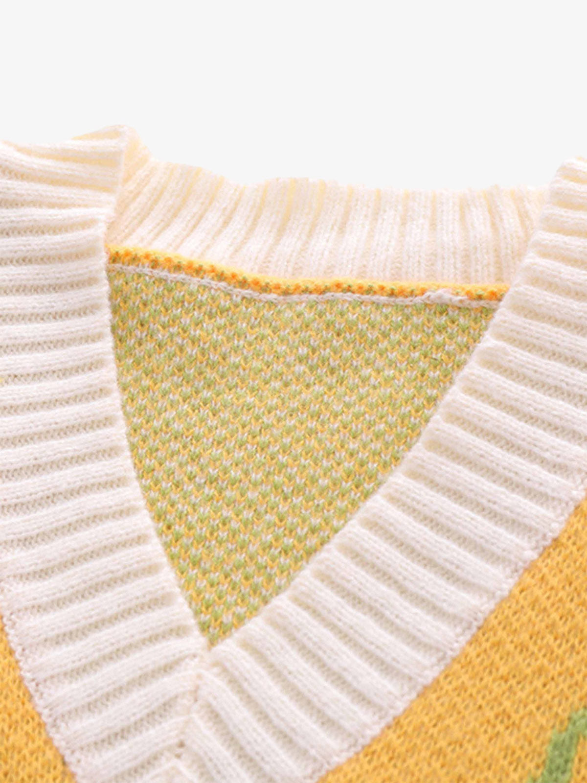 Thesupermade Graffiti Love V-neck Irregular Sweater - 1695; Yellow / S, Yellow / M, Yellow / L, Yellow / XL, Yellow / 2XL, Yellow / 3XL