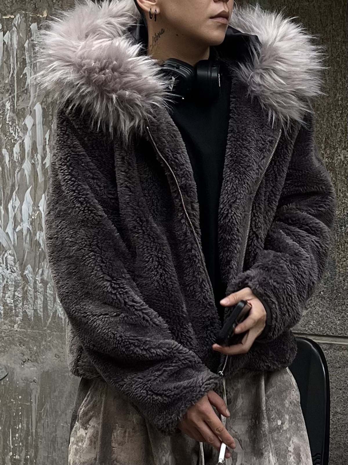 Thesupermade Fur Hooded Quilted Sherpa Jacket - 2304; Coffee / S, Coffee / M, Coffee / L, Coffee / XL, Coffee / 2XL