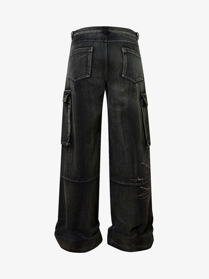 Thesupermade High Street Embroidery Hip-Hop Jeans - 2122; Black / M, Black / L, Black / XL, Black / 2XL