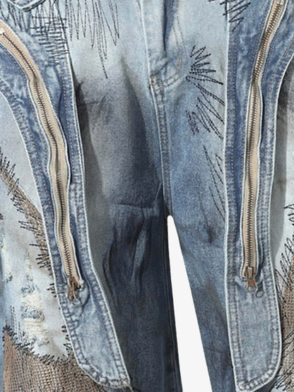 RO Style Washed Barrel Jeans - 2421; Blue / M, Blue / L, Blue / XL, Blue / 2XL