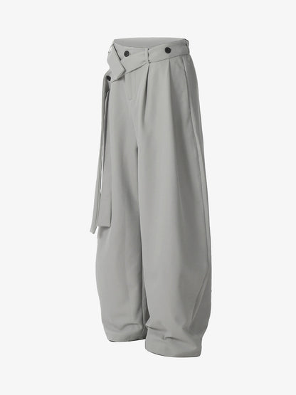 Pleated Belted Machete Track Pants; Grey / S, Grey / M, Grey / L, Grey / XL, Grey / 2XL, Grey / 3XL