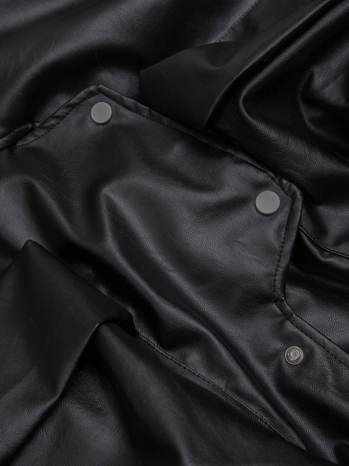 Deconstructed Multi Pocket Fur Hooded PU Leather Jacket - 2566; Black / M, Black / L, Black / XL, Black / 2XL, Black / 3XL