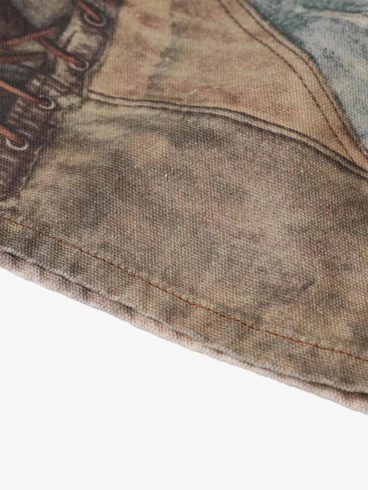 Thesupermade High Street Distressed Washed Printed Jeans - 2246; Brown / M, Brown / L, Brown / XL, Brown / 2XL