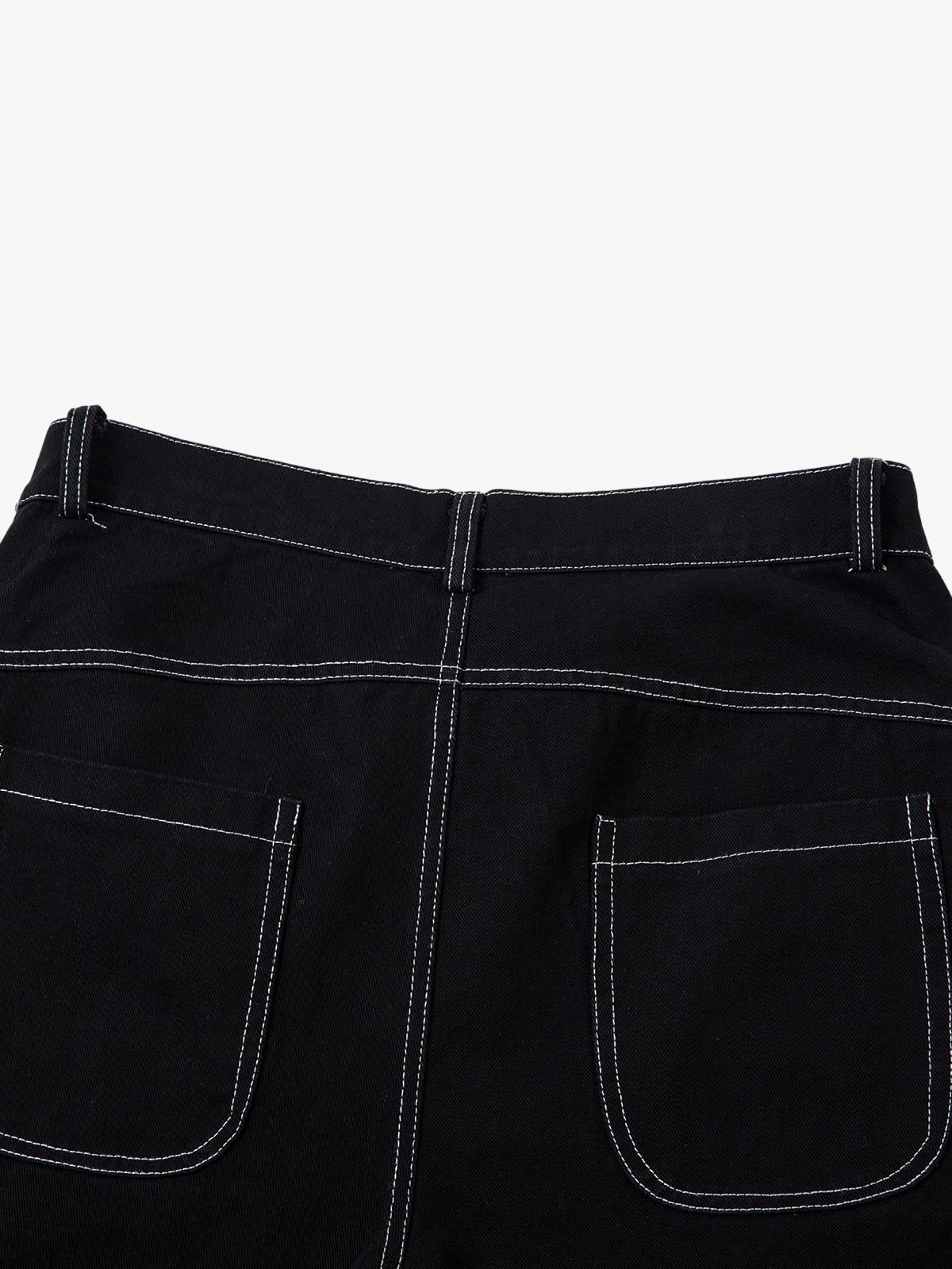 Deconstructed Contrast Embroidered Baggy Jeans - 2330; Black / M, Black / L, Black / XL, Black / 2XL