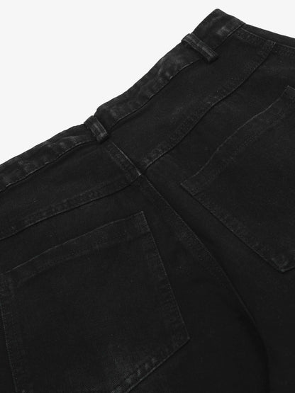 Contrast Side Stripe Denim Barrel Jeans - 2504; Black / S, Black / M, Black / L, Black / XL, Black / 2XL, Black / 3XL