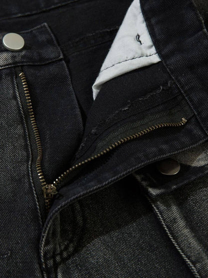 Thesupermade High Street Embroidery Hip-Hop Jeans - 2122; Black / M, Black / L, Black / XL, Black / 2XL