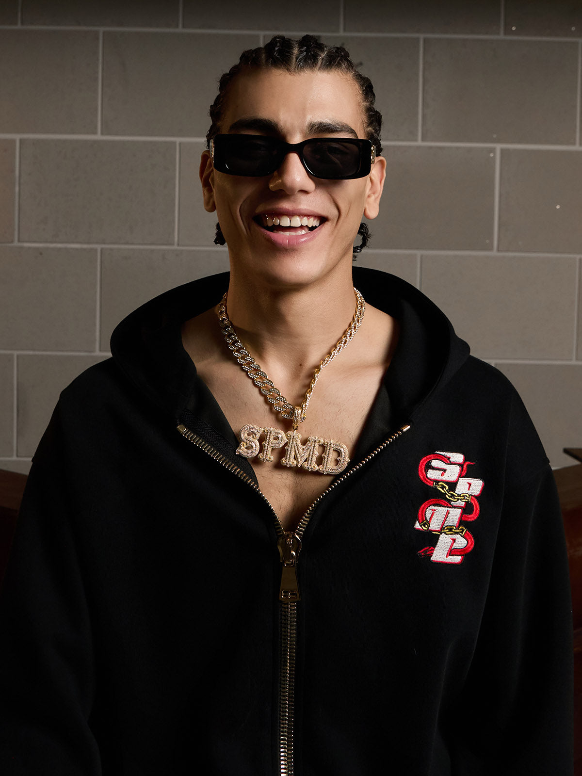 Original Embroidered Zip Up Hoodie; Black / M, Black / L, Black / XL, Black / 2XL