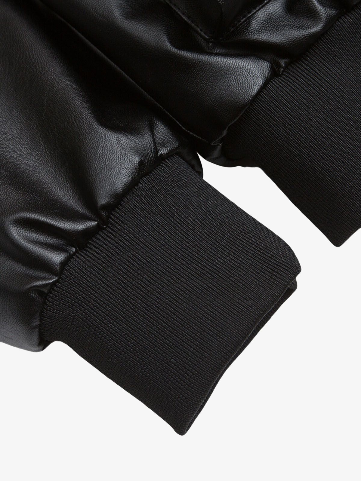 Deconstructed Multi Pocket Fur Hooded PU Leather Jacket - 2566; Black / M, Black / L, Black / XL, Black / 2XL, Black / 3XL
